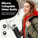 Silicon Collapsible Water Bottles with Straw-600ml Portable BPA Free