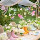 Wildflower Party Decorations Butterfly Flower Banner Flower Leaves Banner Butterfly Garland for Wall Garden Spring Baby Shower Wedding Backdrop Decor