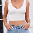 Avidlove Women's Sexy Crop Plunge Tank Tops Deep V Neck Going Out Camisoles Slim Fit 2026 Trendy Summer (White, XS)