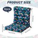 Hoteam 6 Set Outdoor Patio Chair Cushions 20 x 42 in Deep Seat Waterproof Patio Cushions Set for Furniture Replacement Removable Seat and Back (Black Plumeria)