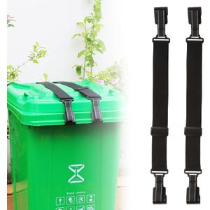 Trash Can Lock for Animals with Reflective Handle, Raccoon Proof Trash Can Lock with Adjustable Dual Paws for Securing Trash Can Lids from Small Animals/Strong Winds and Avoiding Dirty Hands -2pcs