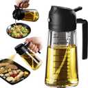 TrendPlain 16oz/470ml Glass Olive Oil Sprayer for Cooking  2 in 1 Olive Oil Dispenser Bottle for Kitchen Gadgets and Air Fryer Accessories, Salad, BBQ - Black