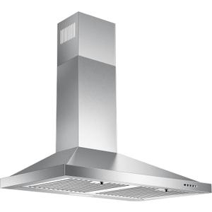 24 Inch Range Hood, Wall Mount Vent Hood in Stainless Steel with Ducted/Ductless Convertible Duct, 3 Speed Exhaust Fan, Energy Saving LED Light, Push Button Control, 2 Pcs Baffle Filters 