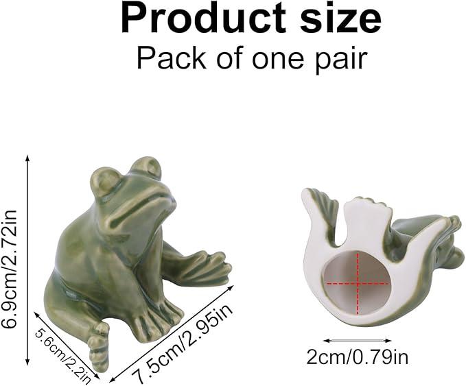1Pack Toilet Bolt Caps Decorative, Ceramic Frog Toilet Screw Covers Cute Porcelain Hidden Bottom Cover Easy to Install Perfect for Bathroom Decoration (Seaweed Green)