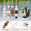 Leinuosen 24 Pcs Christmas Wood Bead Farmhouse Natural Boho Xmas Hanging Beads Ornaments Christmas Tree Wood Bead Hanging Decor for Home Xmas Tree Party Fireplace Garland Mantel Scandi Decor