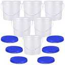 Ziliny 6 Pack 2 Gallon Plastic Bucket with Lid Heavy Duty Pail with Metal Handle Reusable Small Multipurpose Paint Buckets Container for Food Storage(White)