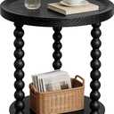 Round 2 Tier Side Table, End Table with Storage Shelf, Modern Nightstand Beside Table for Living Room, Bedroom, (Black, Normal, Wood)