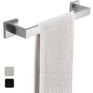 16 Inch Towel Bar for Bathrooms 12/16/20/24/28/32/36 Inch Stainless Steel 304 Brushed Nickel Towel Holder Modern Square Towel Rod Rustproof Wall Mount (1, Brushed Nickel, 16 Inch)