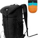 Blue Quartz Hiking Backpack 30L Lightweight Packable Backpack for Travel, Water Resistant Foldable Daypack for Women Men, Black