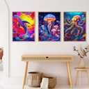 Upigi Sea Animals Diamond Painting Kits for Adults,DIY 5D Diamond Art Kits for Beginners,Round Full Drill Gem Art Crafts Kit for Home Wall Decor 12 x 16 Inch (6 Pack Sea Animals)