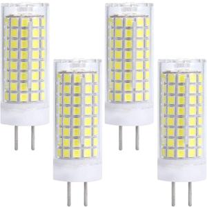 Lxcom Lighting GY6.35 LED Bulb 10W Dimmable Corn Light Bulb (4 Pack)- 2835 SMD 102 LEDs 90W Equal Daylight White 6000K G6.35/GY6.35 Base T4 JC Type 1000LM for Accent Landscape Lighting, AC 110V