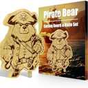 Pirate Bear Cutting Boards And Knife Set, 11.2" X 8.9" Bamboo Charcuterie Boards, Serving Tray For House Warming Gifts New Home Decor, Anniversary Birthday Party Christmas Bear Gifts