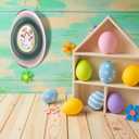 Chunful 3D Easter Bunny Wind Spinners Outdoor Hanging Ornament Gifts 10 Inch Kinetic Hanging Sculpture for Outdoor Indoor Garden Decoration Yard Art(Egg Style)