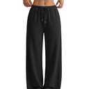JEKAOYI Wide Leg Sweatpants for Women High Waisted Baggy Sweat Track Pants Drawstring Casual Lounge Pants with Pockets Black, L