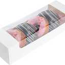 Restaurantware Pastry Tek 9.8 x 3.2 x 2.4 Inch Pastry Boxes 100 Disposable Donut Boxes - With Clear Window Easy Assembly White Paper Cookie Packaging Boxes For Muffins Cupcakes And Mini Cakes