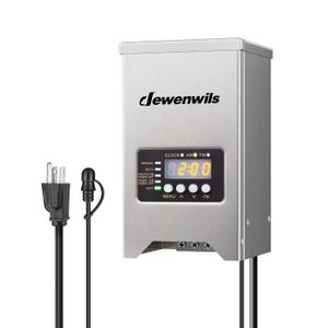 DEWENWILS 200W Low Voltage Landscape Transformer, Outdoor Low Voltage Transformers with Photocell Sensor & Timer, 120V AC to 12V/15V AC Waterproof, Landscape Lighting Transformer for LED Lighting