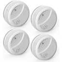 Smoke Alarms for Home 4 Pack, Battery-Powered Photoelectric Fire Alarm with Replaceable 9V Battery, Test & Silence Button, Fire Detector Smoke Detector with LED Indicator (4 Pack)