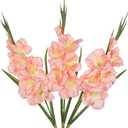Peachy Pink Gladiolus Artificial Flowers 3 Pcs Silk Flowers with Stems Fake Tropical Flower for Vase Spring Summer Indoor Decoration Faux Florals Stems Fillers for Table Centerpieces Home Decor