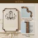 Baroque Gold Antique Brass Scalloped Wall Mirror 40 x 30 Vintage Rectangle Framed Baroque French Rectangular Mirror for Mantle Fireplace Bathroom Living Room, Horizontal/Vertical