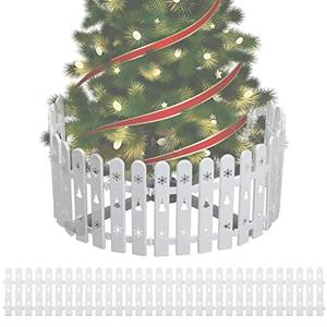 Christmas Tree Fence Protector for Kids, Dogs, Pets - 36 Pack Indoor Plastic White Picket Fence Decoration