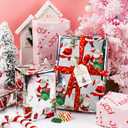 Yarcony Christmas Wrapping Paper Roll, Silver Wrapping Paper, Reversible Funny Santa Claus Theme Christmas Gift Wrap with Metallic Shine for Holiday, Gift Packaging, Celebrations (17 Inch X 33 Feet)