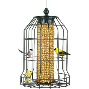 Squirrel-Proof Bird Feeder-Outdoor Cage-Type Mesh Peanut Hanging Bird Feeder for Small Wild Birds- Chew-Resistant and Weatherproof(Green)