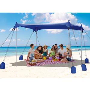 Gorich Beach Tent Sun Shelter with 8 Sandbags, UPF50+ Protection & Windproof Pop Up Beach Canopy Tent Sun Shade for Family, Travel & Camping, Easy Setup Canopy Umbrella (10 x 10 FT, Dark Blue)