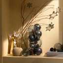 Black Christmas Ornaments, 25ct 3.15in Large Clear Plastic Hanging Ornaments for Christmas Tree, Halloween, Party