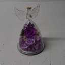 Gifts for Women Mom Preserved Rose Forever Flower in Glass Angel Figurine Fresh Flowers for Delivery Prime Birthday Gifts for Grandma Wife Sister Christmas Anniversary Eternal Purple Roses