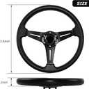 Universal Racing Steering Wheel, 13.8 Inch 6 Bolt Anti-Slip Leather and Aluminum Gaming Steering Wheel with Horn Button for Chevy C10 Racing/Car Sim Driving/Racing Steering Whee black
