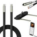 Invisible Holder Charger Cable with Stand,2 in 1 Sideways Invisible Holder Charger Cable,240W Foldable Phone Stand Cord for Smartphones & Tablets (Black)