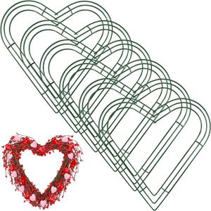 Aodaer 6 Pack 18 Inch Heart Wire Wreaths Frame Heart Metal Wreath Garland Green Wire Flower Wreath for Valentine's Day, Wedding Party, Home Ceremony Decoration