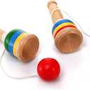 Cididu 12 Pcs Wooden Catch Ball Game, Mini Wood Ball Catching with String Cup, Vintage Catch Toys for Kids, Novelty Fun Party Games for Lawn Camping Beach, Hand Eye Coordination Educational Game
