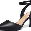 mysoft Women's Pumps Shoes Pointed Toe Kitten Low Heels Stiletto Ankle Strap Closed Toe Wedding Party Dress Sandals (7.5)
