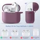 for Airpods 4th Generation Case Cover(2024),Soft Silicone Full Protective Case for AirPods 4 Case with Keychain & Cleaner Kit,Compatible with Apple Airpods 4 for Women,MenSmokepurple
