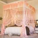 Mengersi Canopy Bed Frame Queen Size,Bed Canopy Frame Post Poles,Canopy Bed Curtains Frame Bracket Fit for Metal Bed Wood Bed Bedroom Decor,White