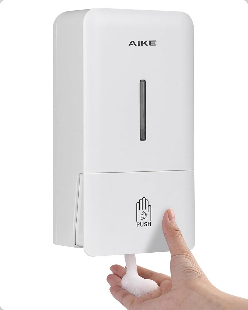 AIKE Foaming Wall Mount Soap Dispenser,27oz Drill-Free for Commercial Bathrooms,Model AK1006F(White)