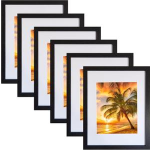 SESEAT 11x14 Picture Frames Black Display Pictures 8x10 With mat or 11x14 Prints Without Mat, Wall Mounting, 6 PCS