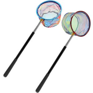 Fishing Net 2 Pack Retractable Lightweight Landing Net with Aluminum Rod Handle Fishing Nets for Youth Catch and Release Butterfly Nets, Small