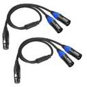 2pack XLR Y Splitter Cable,Female to Dual Male Y Cable (XLR Splitter 1 Female to 2 Male),Balanced Microphone Splitter Cord Audio Adaptor - 1.6ft /0.5m