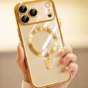 CHICLADY for iPhone 17 Pro Max Case with 1x Screen Protector, [Compatible with MagSafe] [Integrated Camera Protection], Non Yellowing Slim Cute Women Girly Magnetic Cover for iPhone 17 Pro Max, Gold