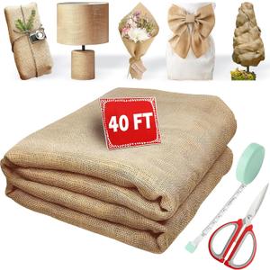 40" x 40 Feet Burlap Roll Multipurpose Burlap Tree Wrap High Density Jute Fiber, Weed Barrier, Craft Projects and Party Decor