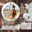 3 x Just A Girl Horse Lovers Ornament 2025 - Animal Lover Gifts for Girls, Teens, Friends, Horse Gifts for Women, Ceramic Ornaments for Christmas Tree Decorations, for Farmhouse Decor