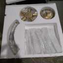 WINGBO 19.5 Inch Crystal Ceiling Light Fixture, 5-Light Raindrop Semi Flush Mount Chandelier, Modern Round Close to Ceiling Hanging Light for Living Room Dining Room Bedroom Hallway, Gold