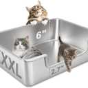 XXXL Low Entry Litter Box for Big Senior Cats & Multiple Cats, 28” x 20” x 6” Extra Large Metal Litter Box, High Sided Stainless Steel Litter Pan with Odor Control, Easy to Clean