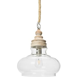 Creative Co-Op Glass & Mango Wood Ceiling Pendant Light (Brown)