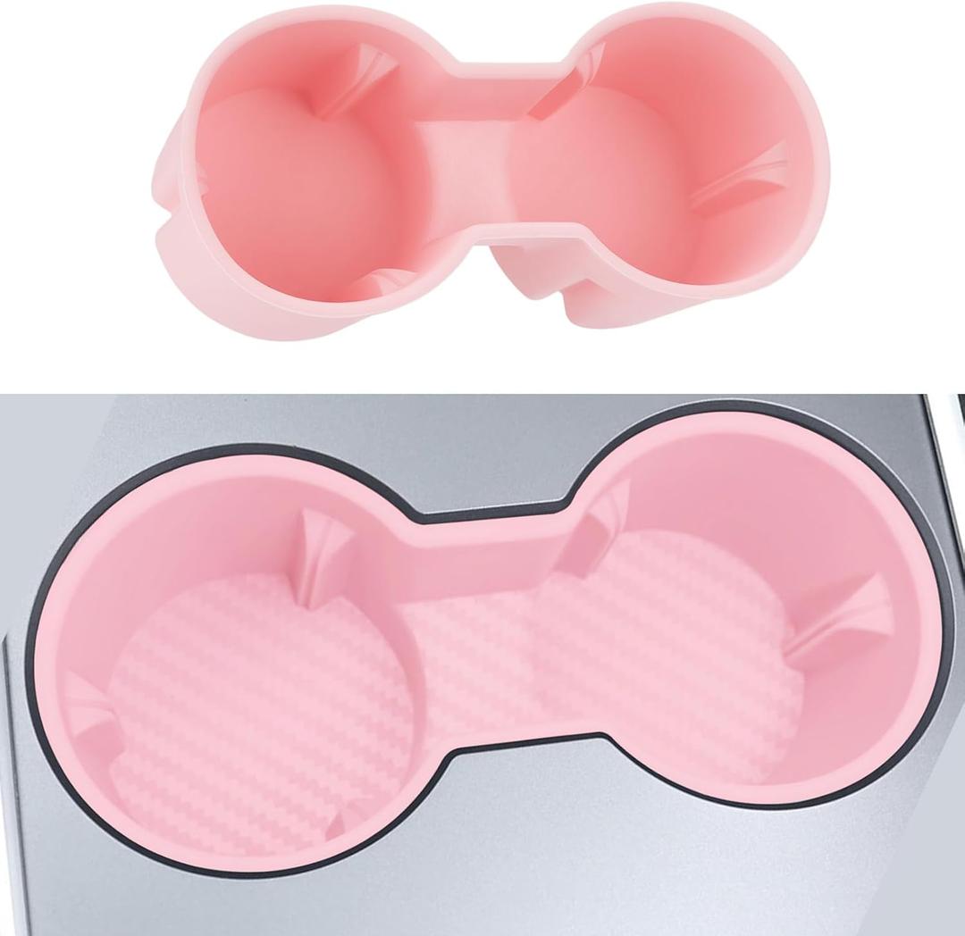 Cup Holder Insert for Tesla Model 3(20212023) Model Y(20212024), Silicone Shockproof Car Center Console for Tesla, Removable Washable Drink Holder for Tesla Interior Accessories - Pink