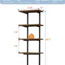 Harwaya 5 Tier Wall Bookshelf Unit for Bedroom Books, Large Floating Book Shelves Wall Mounted, Rustic Wood Lack Tiered Hanging Shelf for Kitchen Office Living Room Corner (Dark Brown), Tall