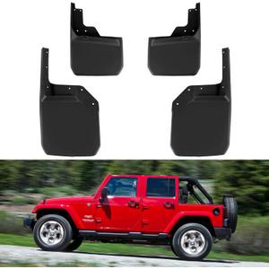 Mud Flaps Splash Guards Flares Set Compatible with Jeep Wrangler JK JKU 2007-2018 Accessories, Heavy Duty Mudguards with Hardware, Front and Rear Mudflaps, Driver & Passenger Side, 4PCS