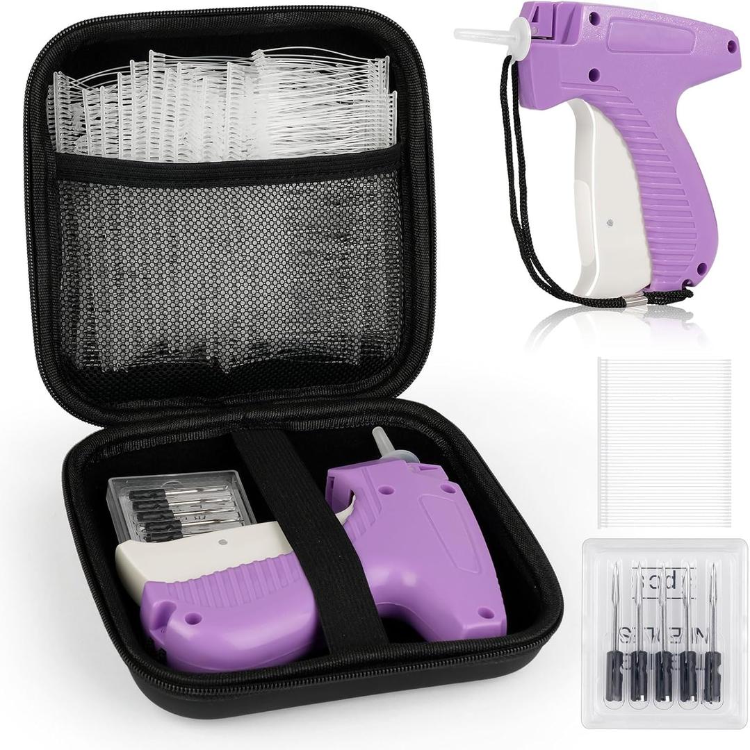 BEVTEE Price Tagging Guns for Clothes, Retail Price Tag Attacher Guns for Clothing (Not Stitch Gun), Includes 5 Needles, 1008 Barbs Fasteners, 1 Hard EVA Bag(Purple)